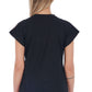 Chic Graphic Tee with Unique Appliqué Detail