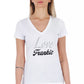 Elegant V-Neck Tee with Chic Front Print