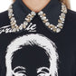 Elegant Jewel Collar Sweatshirt