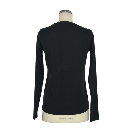 Sleek Black Long Sleeve Crew Neck Tee for Women