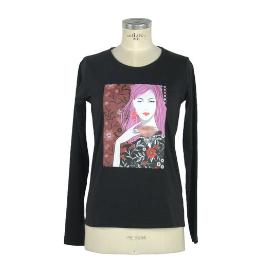Sleek Black Long Sleeve Crew Neck Tee for Women