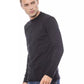 Elegant Black Crew Neck Cotton Sweater