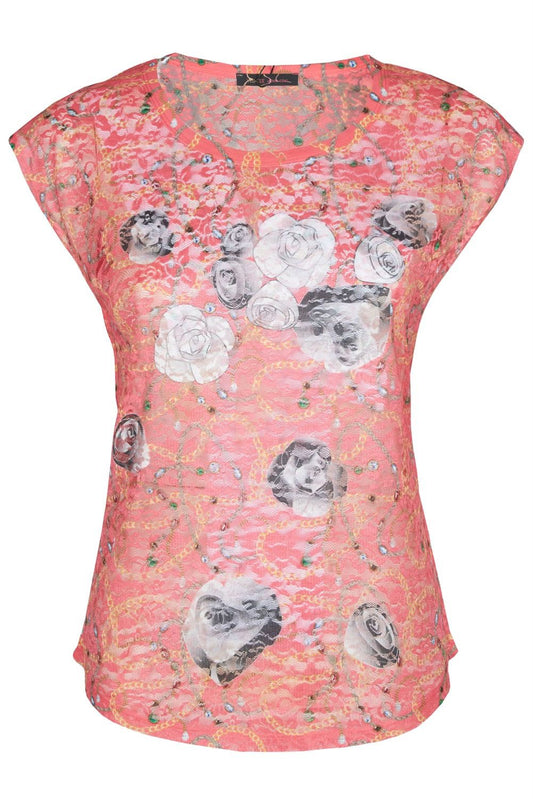 Chic Coral Sleeveless Women's T-Shirt