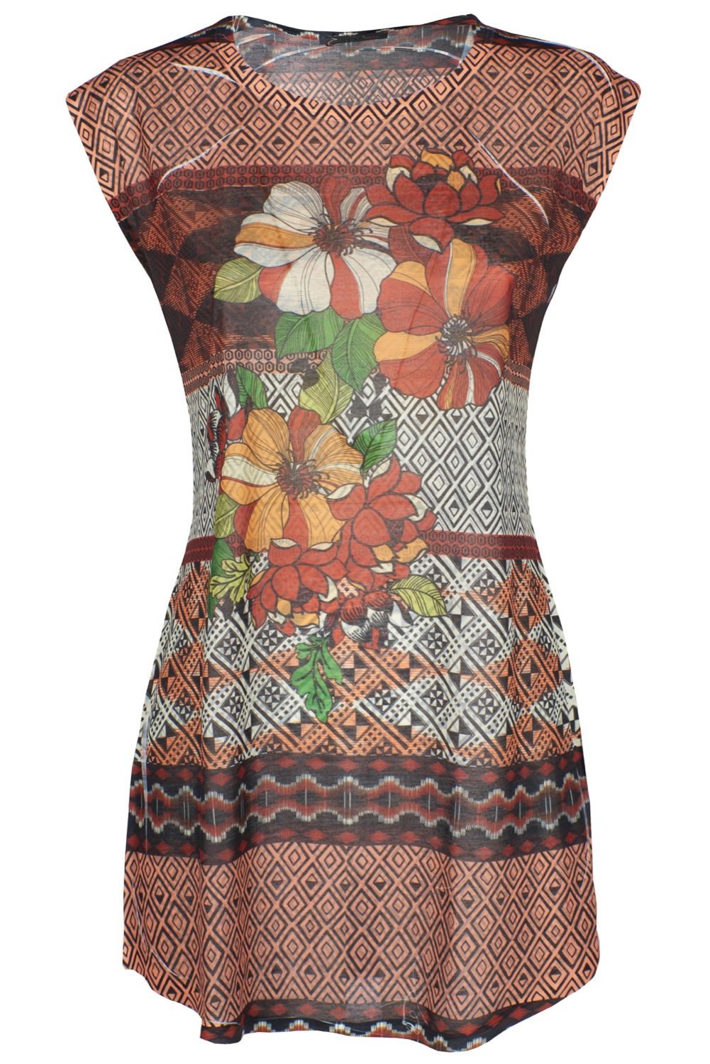 Sleeveless Mini Dress with Sublimatic Print