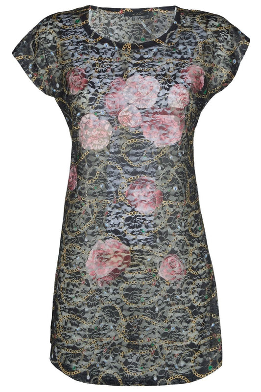 Chic Black Sublimation Print Dress