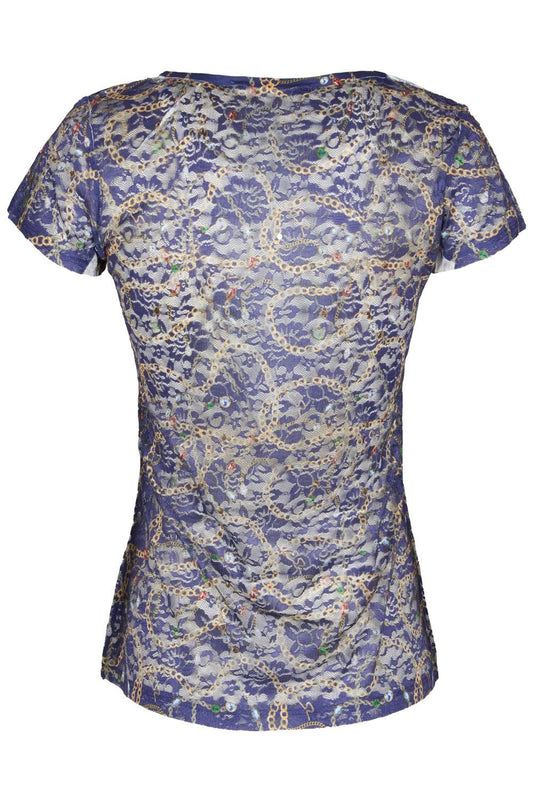Chic Blue Sublimation Print Tee for Women