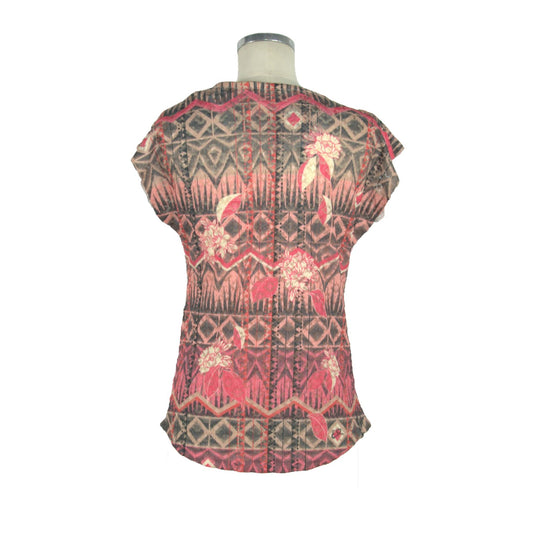 Chic Pink Boat Neckline Kimono Sleeve Tee