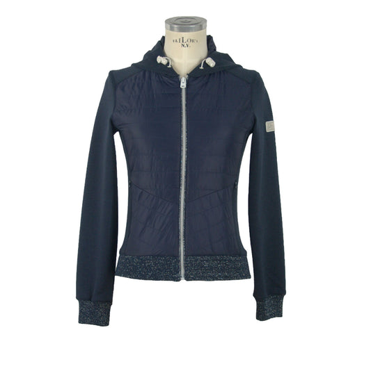 Chic Blue Polyamide Hooded Jacket