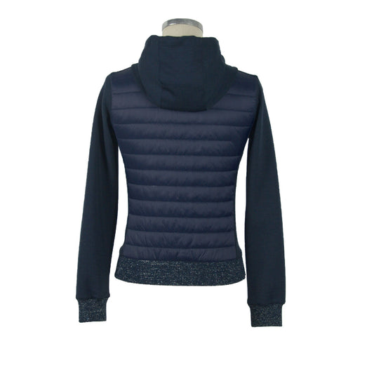 Chic Blue Polyamide Hooded Jacket