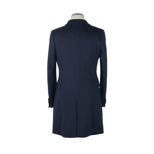 Elegant Italian Wool Coat in Lustrous Blue