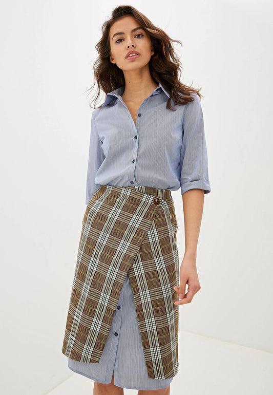 Elegant Tartan Detail Long Dress