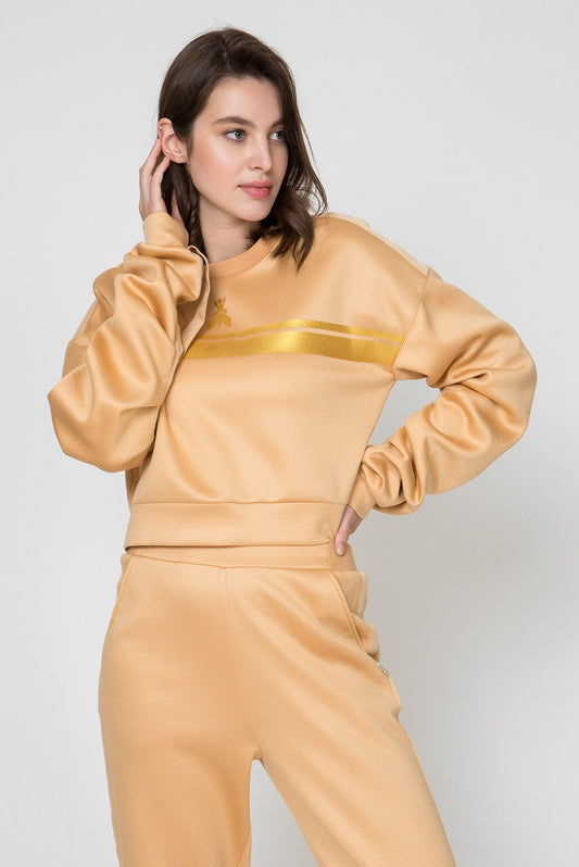 Chic Yellow Long Sleeve Crewneck Sweatshirt