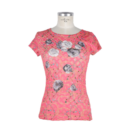 Floral Elegance Pink Polyester Top
