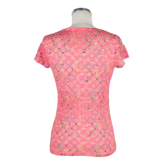 Floral Elegance Pink Polyester Top
