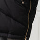 Quilted High Collar Down Jacket in Black