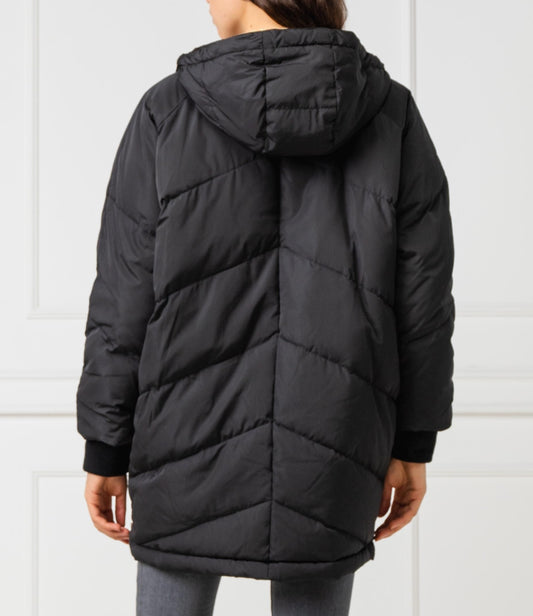 Quilted High Collar Down Jacket in Black