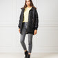Quilted High Collar Down Jacket in Black