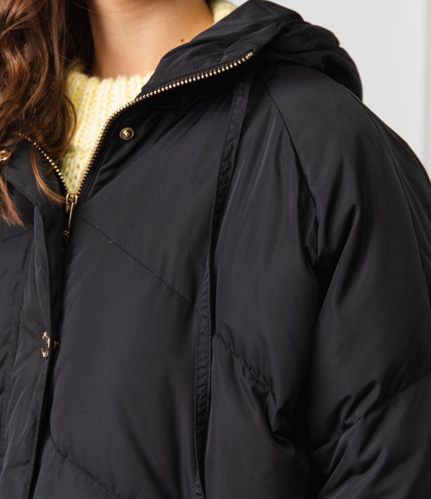 Quilted High Collar Down Jacket in Black