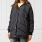 Quilted High Collar Down Jacket in Black