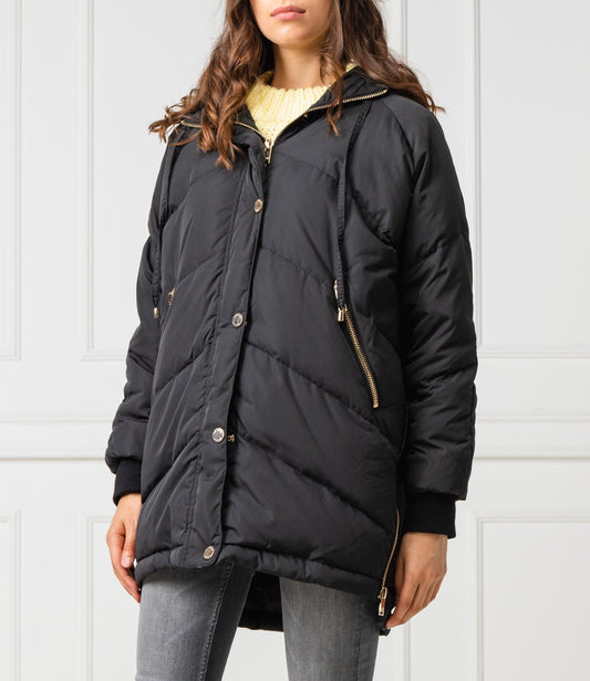 Quilted High Collar Down Jacket in Black
