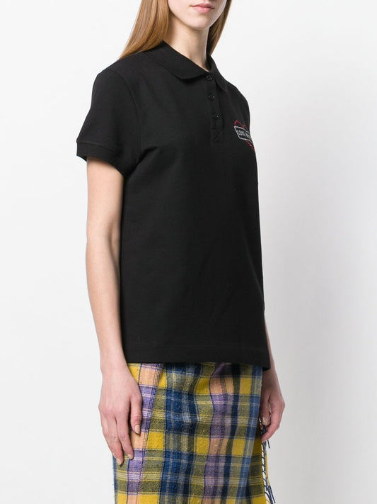 Glitter Heart Logo Cotton Blend Polo Top