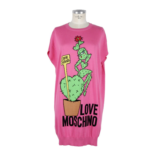 Pink Cotton Summer Dress with Stitched Design
