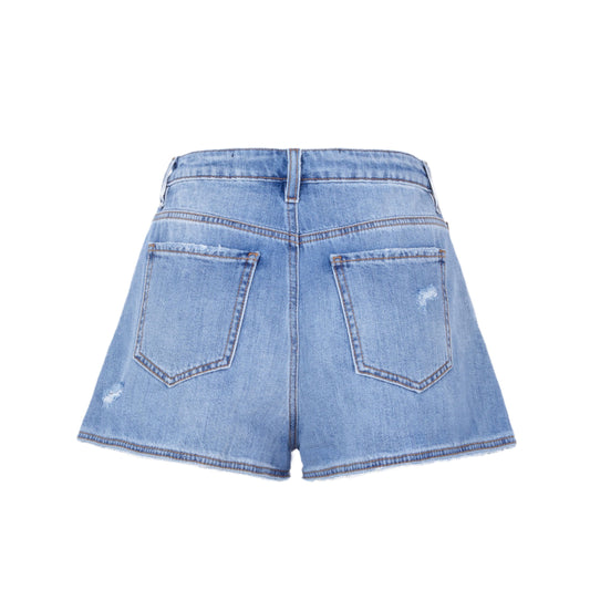 Chic Cotton Rabbit-Stitched Denim Shorts