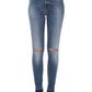 Chic Knee-Cut Skinny Blue Jeans for Women