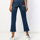 Chic Embellished Bootcut Cropped Jeans