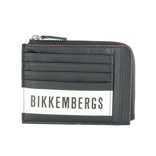 Sleek Black Card Case with Zipper Pocket