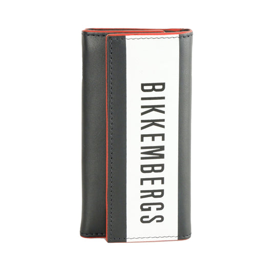 Sleek Black Leather Card Holder with Zip Pocket