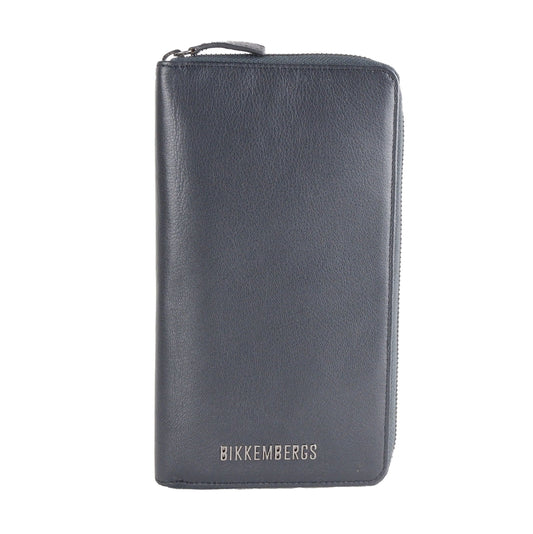Chic Navy Zippered Calfskin Wallet