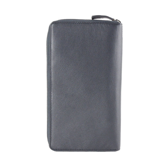 Chic Navy Zippered Calfskin Wallet
