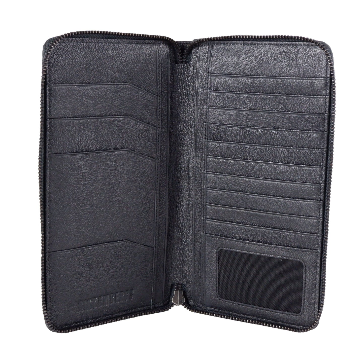 Chic Navy Zippered Calfskin Wallet