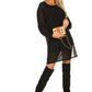 Elegant Puffed Sleeve Party Dress in Black