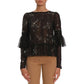Elegant Sheer Blouse with Laminated Effect