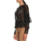 Elegant Sheer Blouse with Laminated Effect