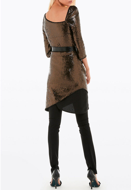 Elegant Asymmetrical Sequin Dress