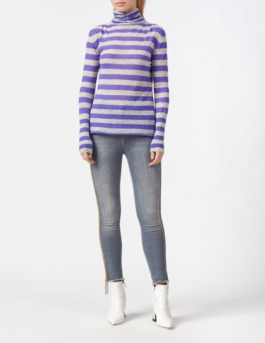 Chic Striped Purple Alpaca Blend Sweater