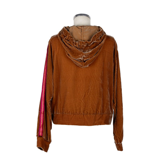 Velvet Hooded Sweatshirt in Sumptuous Brown