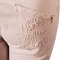 Beige Skinny Cotton Blend Trousers
