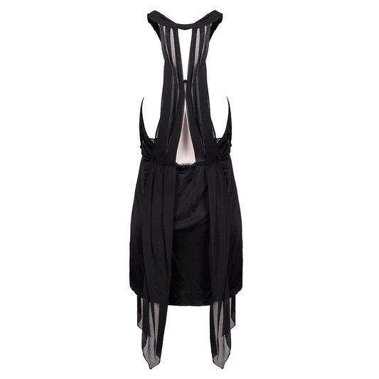 Elegant Black V-Neck Backless Dress