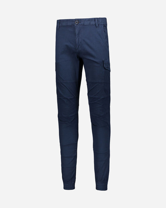 Chic Blue Cargo Pants with Elastic Hems