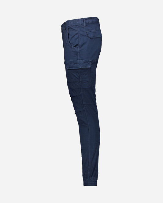 Chic Blue Cargo Pants with Elastic Hems