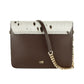 Chic White & Brown Medium Shoulder Bag