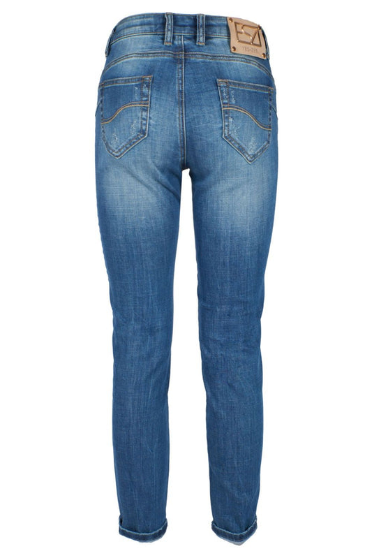 Chic Scratched Blue Denim for Women