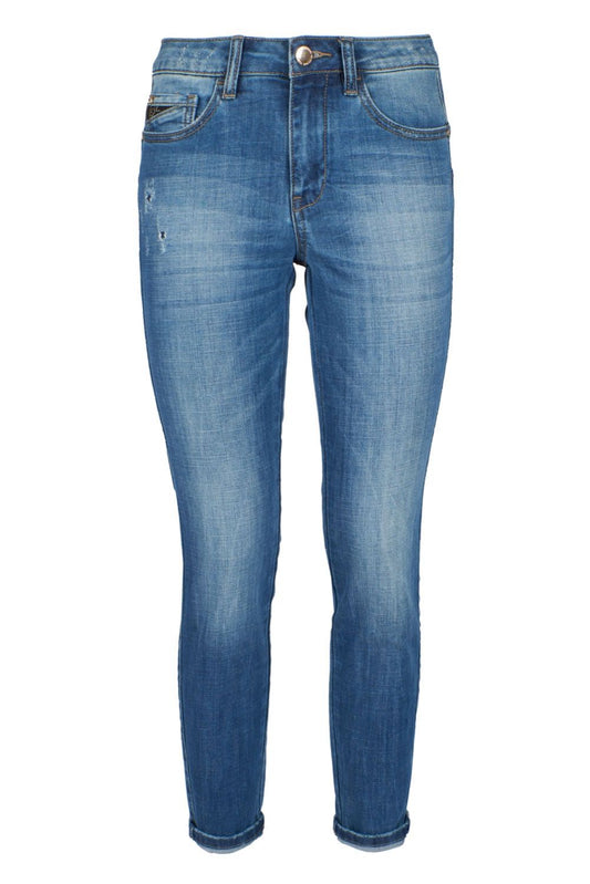 Chic Scratched Blue Denim for Women