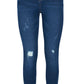 Scratched Detail Dark Blue Women's Jeans