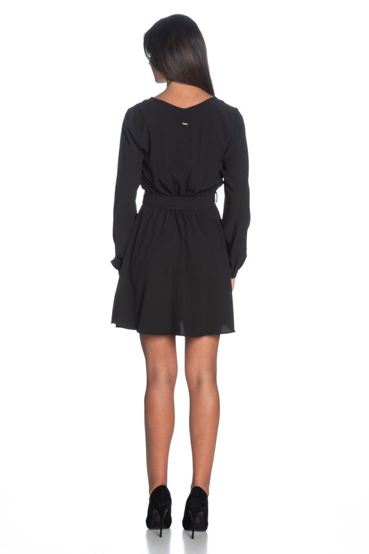 Elegant V-Neck Flowy Black Dress