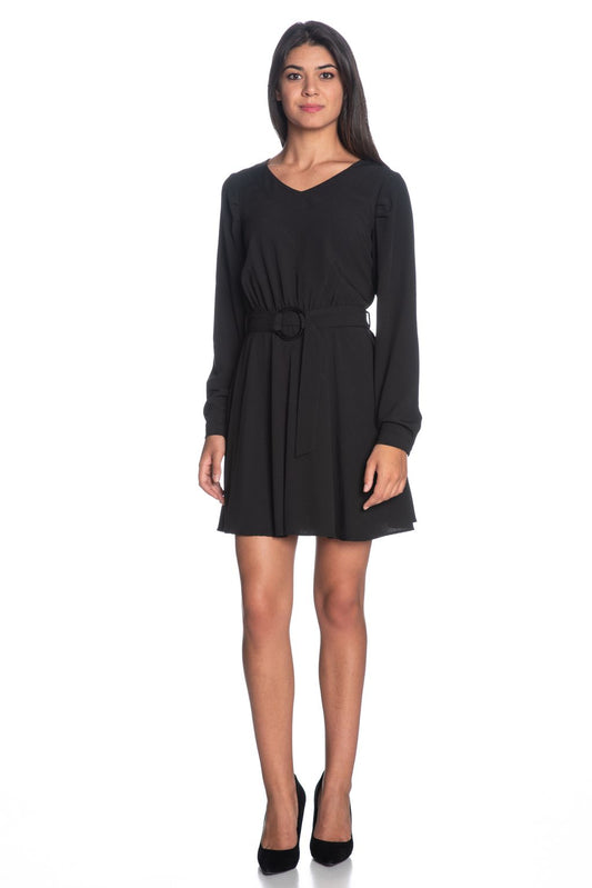 Elegant V-Neck Flowy Black Dress